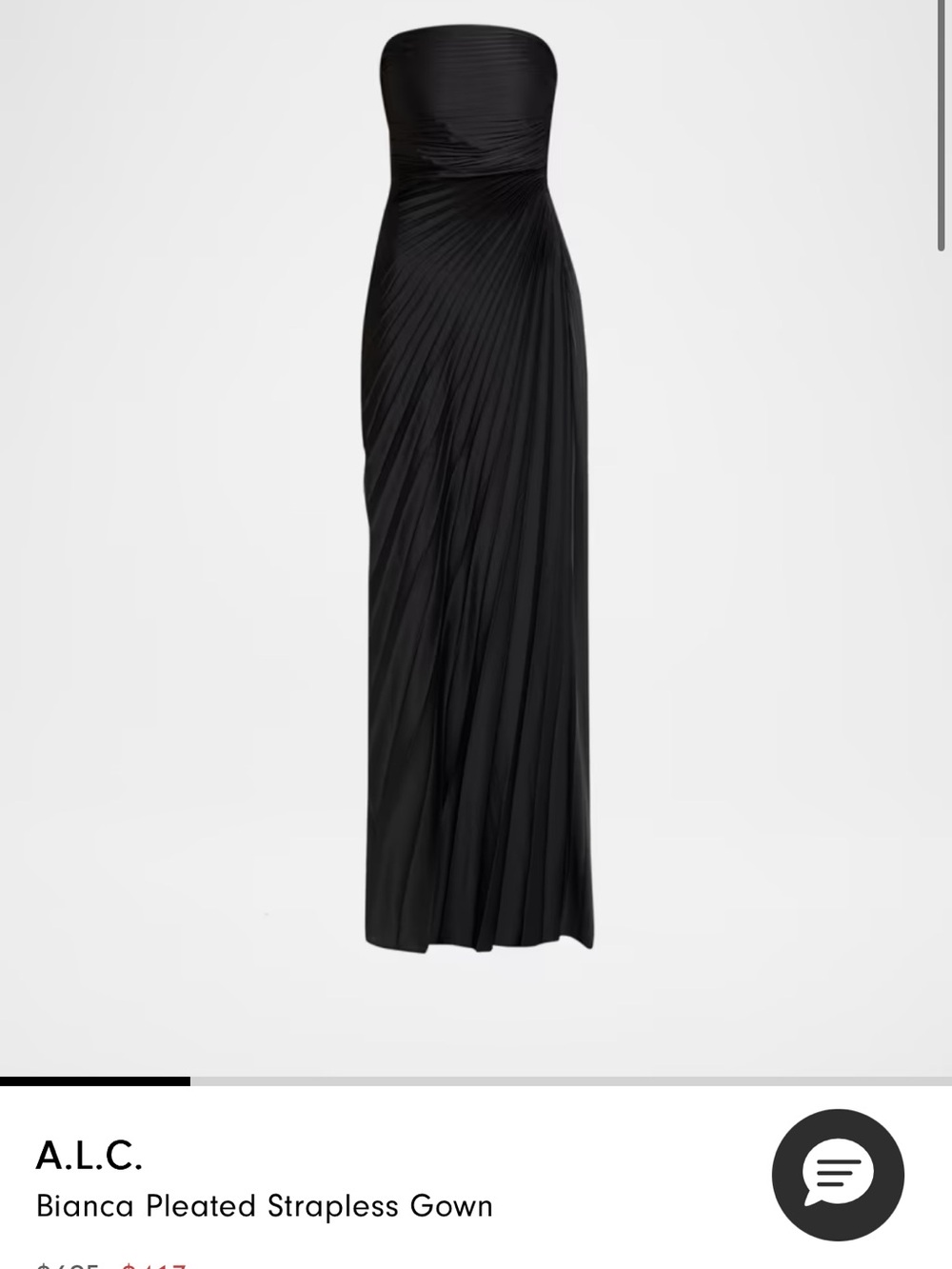 A.L.C. Strapless Pleated Maxi Gown - Black